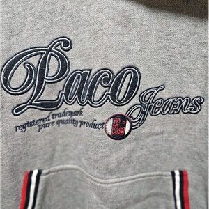 Vtg Y2K Style Paco Jeans Pullover Hoodie Large Gray And Navy Grunge Skater 90s